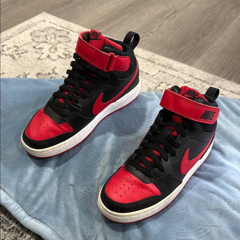 Nike Black and Red High-Top Sneakers